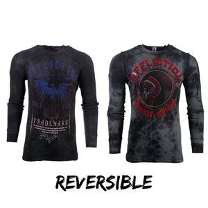 AFFLICTION Men's Long Sleeve Reversible Thermal Shirt AC GRAVEL CHIEF. XXL
